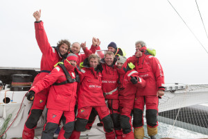 Patrice Lafargue (IDEC Pdt) after Maxi Trimaran IDEC SPORT, Skipper Francis Joyon and his crew, break the Jules Verne Trophy record, crew circumnavigation, in 40d 23h 30min 30sec, in Brest on January 26, 2017 - Photo Jean-Marie Liot / DPPI / IDEC Sport